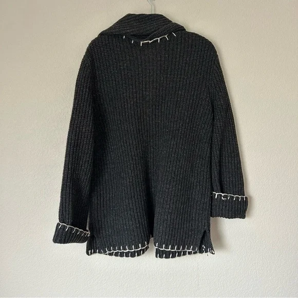 NWT Alex Mill Marleybone Sweater Jacket with Scarf in Charcoal